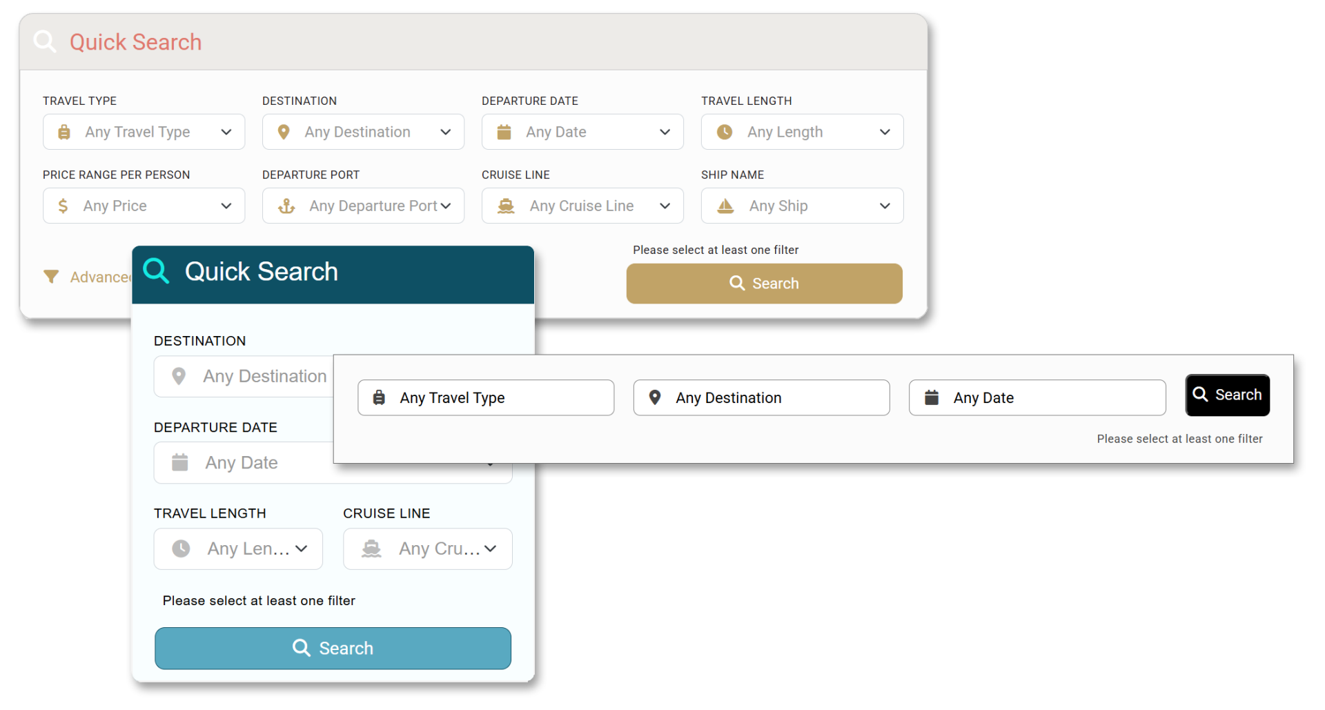 Customizable vacation search examples