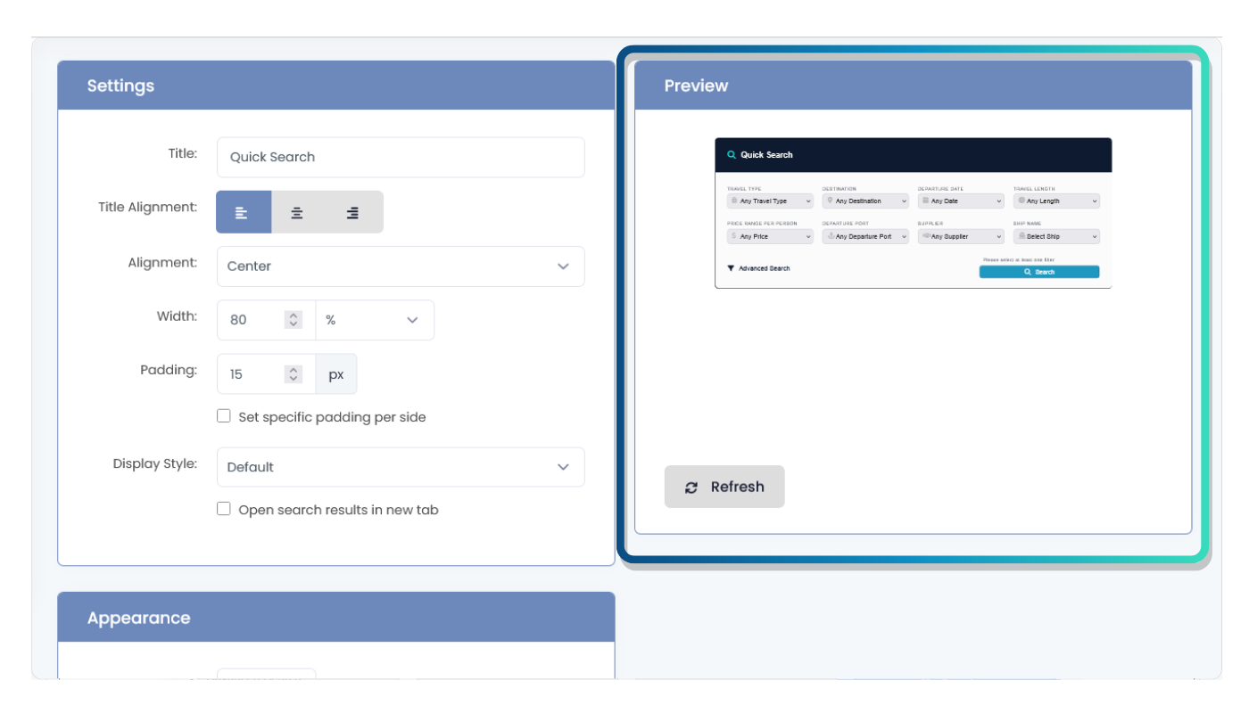 Search box customization options