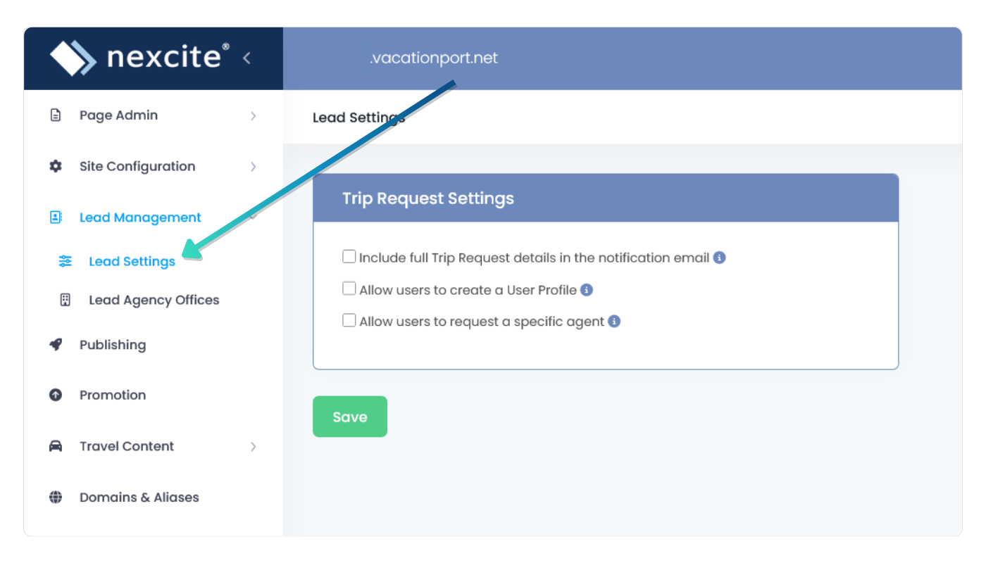 Trip Request Settings
